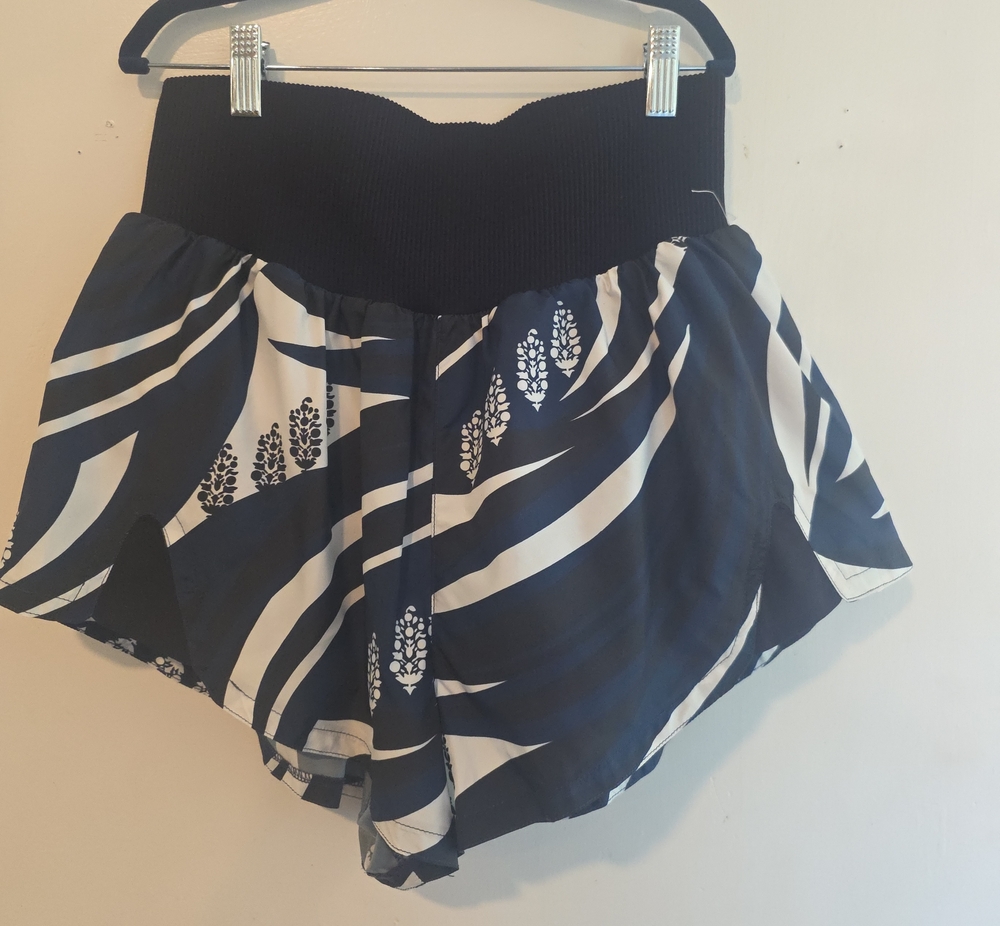 Free People Black Ribbed Knit Top with Cream Tag Accent